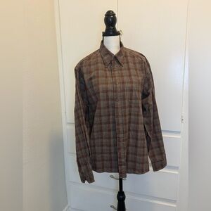 Classic Vintage Brown Plaid Men's Shirt